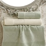 Набор полотенец банных Karna DORA 3 пр. махра хлопок кремовый+зелёный 50х90 2 шт. 70х140, фото, фотография