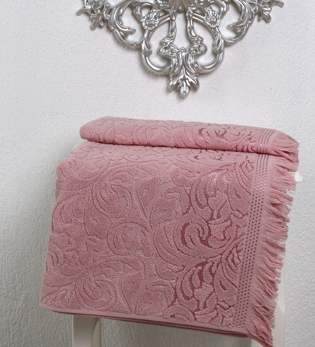 Полотенце для ванной Karna ESRA хлопковая махра розовый 70х140, фото, фотография