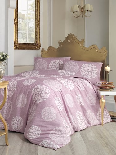 Постельное белье Altinbasak BELLO хлопковый ранфорс грязно-розовый 1,5 спальный, фото, фотография
