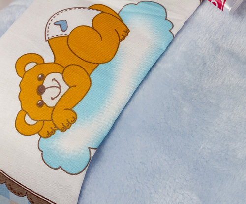 Постельное белье для новорожденных с покрывалом Hobby Home Collection BAMBAM хлопковый поплин голубой, фото, фотография