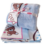 Постельное белье для новорожденных с покрывалом Hobby Home Collection PONPON хлопковый поплин голубой, фото, фотография