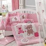 Постельное белье для новорожденных с покрывалом Hobby Home Collection PONPON хлопковый поплин розовый, фото, фотография