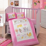 Постельное белье для новорожденных с покрывалом Hobby Home Collection ZOO хлопковый поплин розовый, фото, фотография