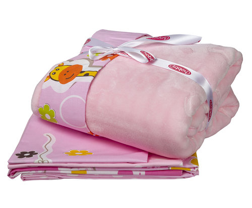 Постельное белье для новорожденного с покрывалом Hobby PUFFY поплин хлопок розовый, фото, фотография