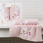 Набор полотенец детских в подарочной упаковка Karna BAMBINO-BUNNY махра розовый 50х70, 70х120, фото, фотография