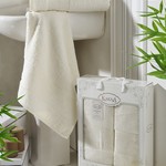 Набор полотенец банных в подарочной упаковке 50х90, 70х140 Karna PANDORA махра бамбук кремовый, фото, фотография