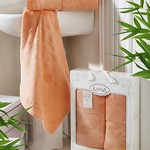 Набор полотенец банных в подарочной упаковке 50х90, 70х140 Karna PANDORA махра бамбук коралловый, фото, фотография