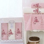 Набор полотенец банных в подарочной упаковке 50х90 2 шт., 70х140 Karna PAPILON махра хлопок светло-розовый, фото, фотография