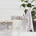Набор полотенец банных в подарочной упаковке 50х90, 70х140 Karna KAREN махра хлопок серый, фото, фотография