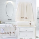 Набор полотенец банных в подарочной упаковке 50х90, 70х140 Karna MONICA махра хлопок кремовый, фото, фотография