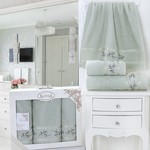 Набор полотенец банных в подарочной упаковке 50х90 2 шт., 70х140 Karna MONICA махра хлопок светло-зелёный, фото, фотография