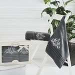 Набор полотенец банных в подарочной упаковке 50х90, 70х140 Karna AGRA махра хлопок тёмно-серый, фото, фотография