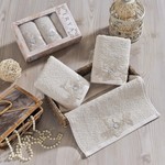 Набор полотенец в подарочной упаковке 30х50 3 шт. Irya PEARLY махра хлопок бежевый, фото, фотография