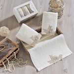 Набор полотенец в подарочной упаковке 30х50 3 шт. Irya PEARLY махра хлопок кремовый, фото, фотография