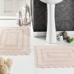 Набор ковриков для ванной Modalin EVORA вязаный хлопок 50х70, 60х100 абрикосовый, фото, фотография
