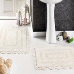 Набор ковриков для ванной Modalin EVORA вязаный хлопок 50х70, 60х100 кремовый, фото, фотография