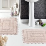 Набор ковриков для ванной Modalin EVORA вязаный хлопок 50х70, 60х100 пудра, фото, фотография