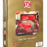 Постельное белье TAC SATIN SNOW сатин хлопок красный 1,5 спальный, фото, фотография