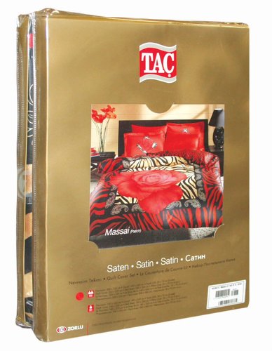 Постельное белье TAC SATIN SNOW сатин хлопок красный евро, фото, фотография