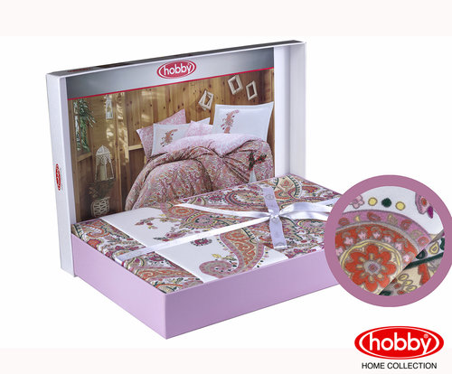 Постельное белье Hobby Home Collection GIULIA хлопковый поплин розовый 1,5 спальный, фото, фотография