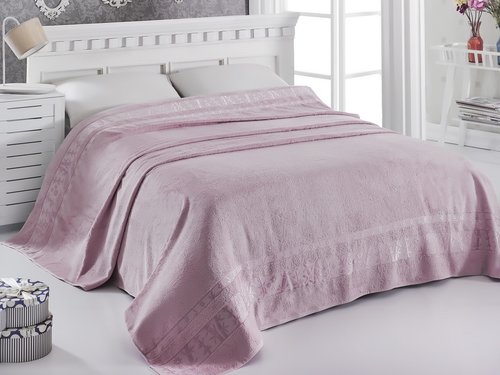 Махровая простынь-одеяло-покрывало Pupilla ELIT махра бамбук грязно-розовый 200х220, фото, фотография