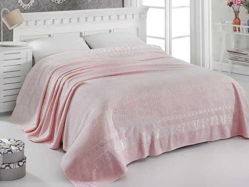 Махровая простынь-одеяло-покрывало Pupilla ELIT махра бамбук розовый 200х220, фото, фотография
