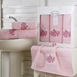 Набор полотенец для ванной 50х90 2 шт., 70х140 Karna HAVIN махра хлопок розовый, фото, фотография