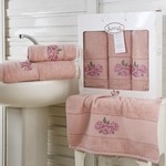 Набор полотенец для ванной 50х90 2 шт., 70х140 Karna HAVIN махра хлопок грязно-розовый, фото, фотография