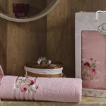 Набор полотенец для ванной 50х90, 70х140 Karna ROSEN махра хлопок светло-розовый, фото, фотография