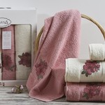 Набор полотенец для ванной 50х90 2 шт., 70х140 2 шт. Karna ORKIDE махра хлопок розовый, фото, фотография
