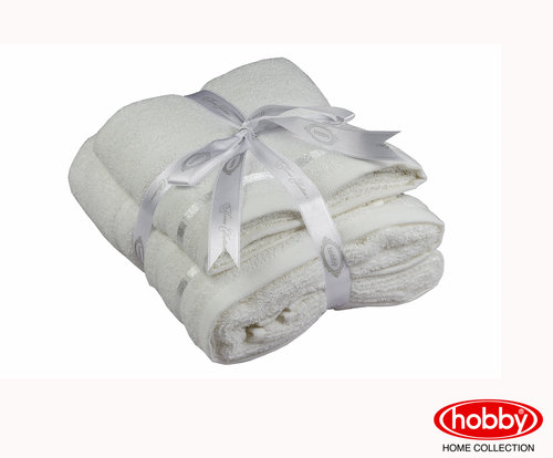 Набор полотенец для ванной 50х90, 70х140 Hobby Home Collection NISA хлопковая махра молочный, фото, фотография