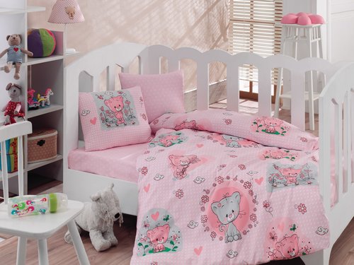 Постельное белье в кроватку Cotton Box BABY LINE MINI ранфорс хлопок розовый, фото, фотография