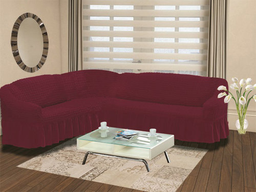 Чехол на угловой диван Bulsan BURUMCUK бордовый, фото, фотография