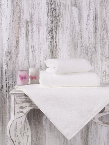 Полотенце для ванной Karna MORA микрокоттон хлопок кремовый 70х140, фото, фотография