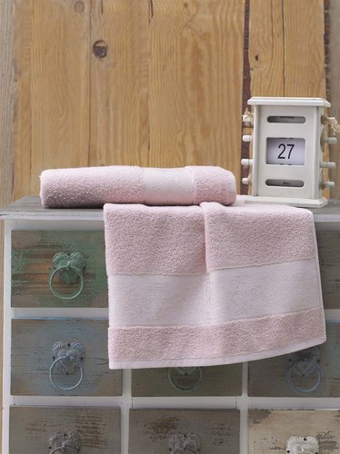 Полотенце для ванной Karna LAUREN махра хлопок пудра 50х90, фото, фотография