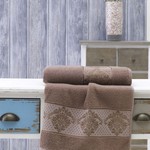 Полотенце для ванной Karna DORA махра хлопок коричневый 50х90, фото, фотография
