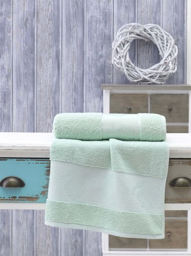 Полотенце для ванной Karna DORA махра хлопок зелёный 70х140, фото, фотография