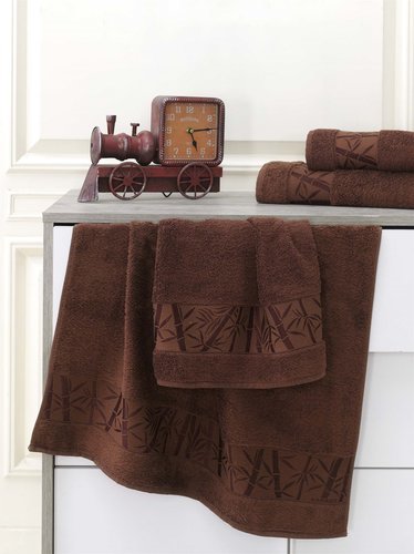 Полотенце для ванной Karna PAMIRA махра бамбук+хлопок коричневый 50х90, фото, фотография