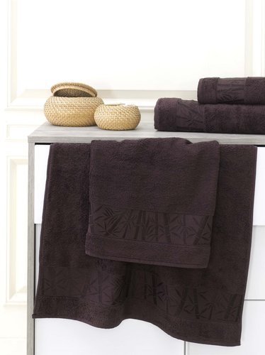 Полотенце для ванной Karna PAMIRA махра бамбук+хлопок тёмно-коричневый 70х140, фото, фотография