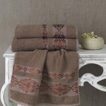 Полотенце для ванной Karna REBEKA махра хлопок коричневый 70х140, фото, фотография