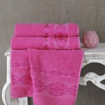 Полотенце для ванной Karna REBEKA махра хлопок розовый 90х150, фото, фотография