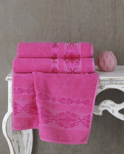 Полотенце для ванной Karna REBEKA махра хлопок розовый 90х150, фото, фотография