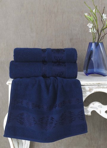 Полотенце для ванной Karna REBEKA махра хлопок синий 70х140, фото, фотография