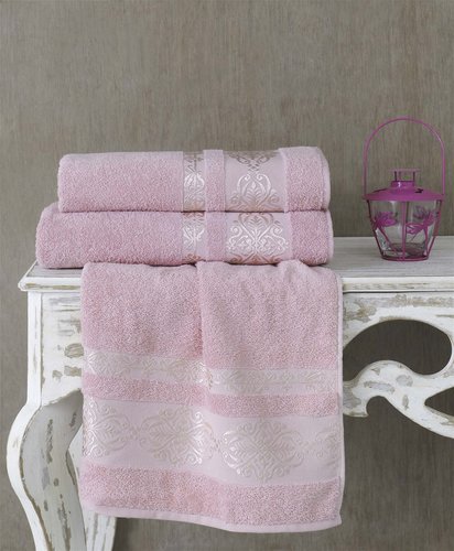 Полотенце для ванной Karna REBEKA махра хлопок грязно-розовый 50х90, фото, фотография