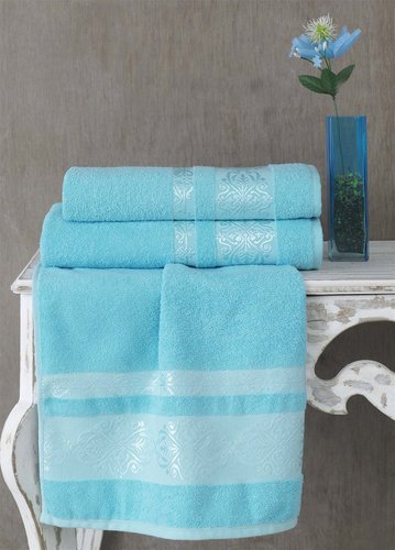 Полотенце для ванной Karna REBEKA махра хлопок бирюзовый 100х150, фото, фотография