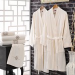 Набор халатов Cotton Box махра хлопок кремовый+кремовый, фото, фотография
