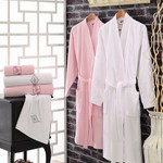 Набор халатов Cotton Box махра хлопок розовый+белый, фото, фотография