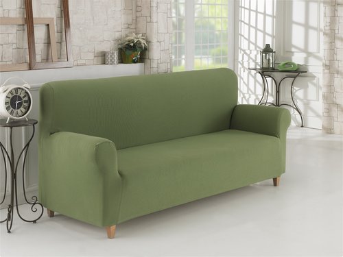 Чехол на диван Karna NAPOLI зелёный трёхместный, фото, фотография