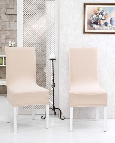 Набор чехлов на стулья 2 шт. Karna NAPOLI кремовый, фото, фотография