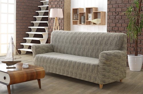 Чехол на диван Karna ROMA трикотаж кремовый трёхместный, фото, фотография